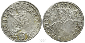 HOLY ROMAN EMPIRE. Karl II (1564-1590). 3 Kreuzer (1589). Graz