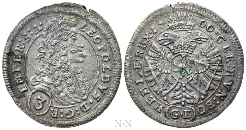 HOLY ROMAN EMPIRE. Leopold I (1658-1705). 3 Kreuzer (1700-GE). Prague. 

Obv: ...