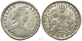 HOLY ROMAN EMPIRE. Maria Theresia (1740-1780). 15 Kreuzer (1745-KB). Kremnitz