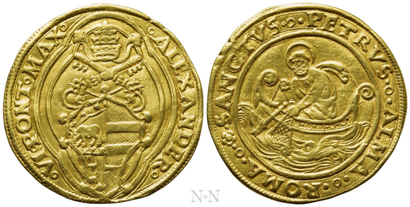 ITALY. Papal States. Alexander VI (1492-1503). GOLD Doppio Fiorino di camera. Ro...