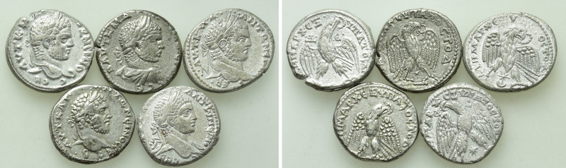 5 Roman Provincial Tetradrachms of Caracalla and Elagabal. 

Obv: .
Rev: .
...