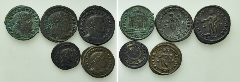 5 Roman Coins; Maxentius etc. 

Obv: .
Rev: .

. 

Condition: See picture...