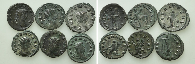 6 Antoniniani of Gallienus. 

Obv: .
Rev: .

. 

Condition: See picture....