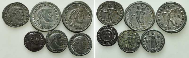 6 Late Roman Folles. 

Obv: .
Rev: .

. 

Condition: See picture.

Weig...