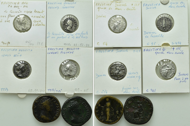 6 Coins of Faustina Minor and Maior. 

Obv: .
Rev: .

. 

Condition: See ...