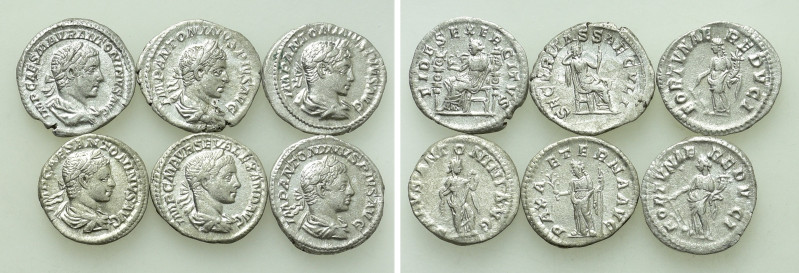 6 Denarii of Elagabal. 

Obv: .
Rev: .

. 

Condition: See picture.

We...