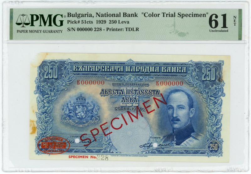 Bulgaria 250 Leva 1929 Color Trial Specimen PMG 61 NET UNC

P# 51 cts, N# 2035...