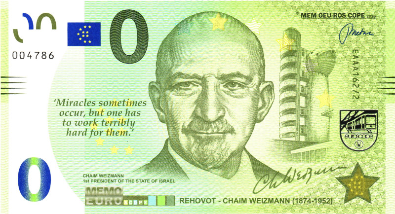 Europe 0 Memo Euro 2018 Pehovot - Chaim Weizmann

# 004786; UNC