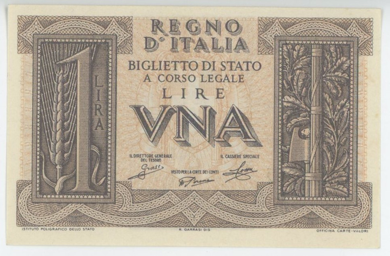 Italy 1 Lira 1939

P# 26, N# 201775; # 627 278465; UNC