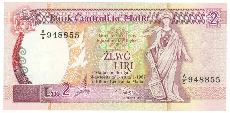 Malta 2 Liri 1994 (ND)

P# 45a, N# 206733; # A/5 948855; UNC