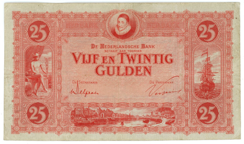 Netherlands 25 Gulden 1929

P# 46, N# 210799; # HU 024526; VF