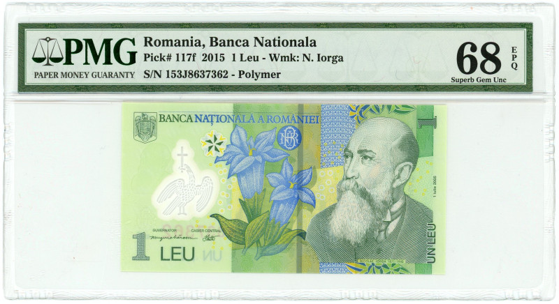 Romania 1 Leu 2015 PMG 68 EPQ Superb Gem UNC

P# 117f, N# 201653; # 153J863736...