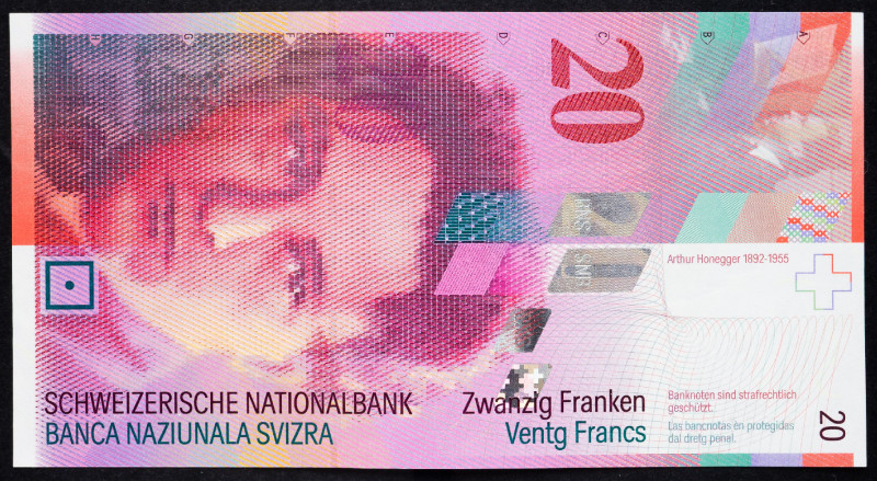 Switzerland 20 Francs 1994

P# 68a, N# 203300; # 03J1014547; XF-