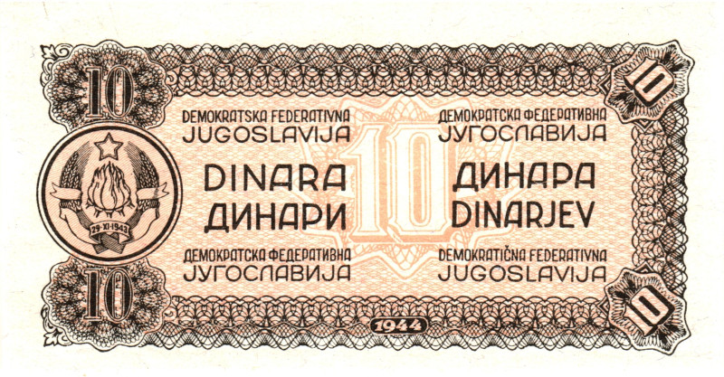 Yugoslavia 10 Dinara 1944 Back Proof

P# 50p, N# 208523; XF+/AUNC-