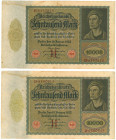 Germany - Weimar Republic 2 x 10000 Mark 1922

P# 70, N# 208634; VF