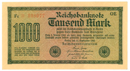 Germany - Weimar Republic 1000 Mark 1922

P# 76b, N# 202207 ; # Fc *808077 OE; AUNC
