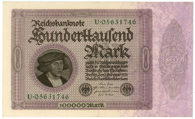 Germany - Weimar Republic 100000 Mark 1923

P# 83a, N# 205189; # U 05631746; X...