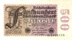 Germany - Weimar Republic 500 Millionen Mark 1923

P# 110e, N# 203606; # 17 N 120226; UNC