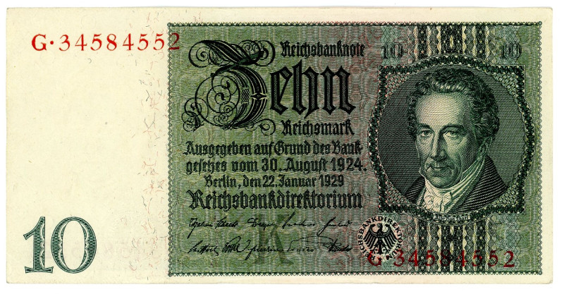 Germany - Weimar Republic 10 Reichsmark 1929 K

P# 180a, N# 202882; # G 345845...