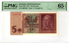 Germany - Third Reich 5 Reichsmark 1942 PMG 65 EPQ Gem Unc

P# 186, N# 203783; # S 5067269