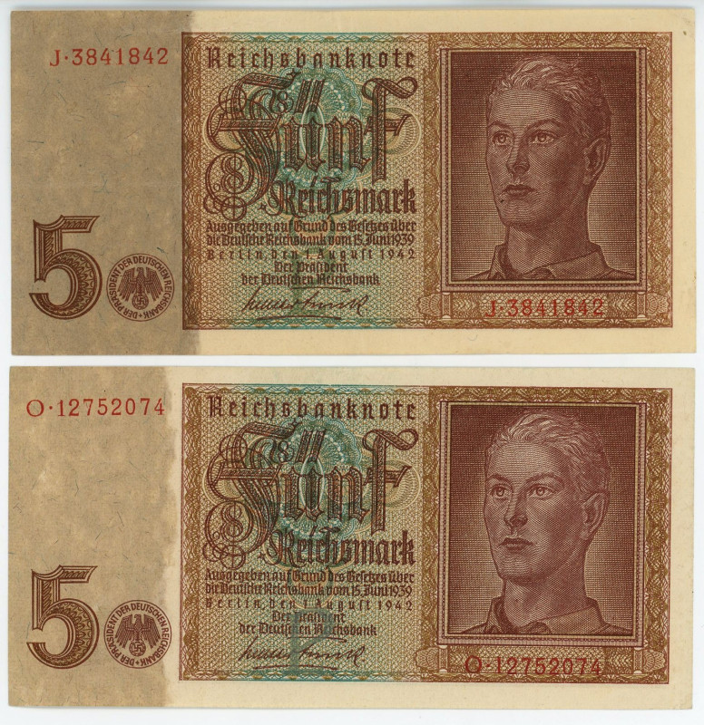 Germany - Third Reich 2 x 5 Reichsmark 1942

P# 186, N# 203783; VF-UNC