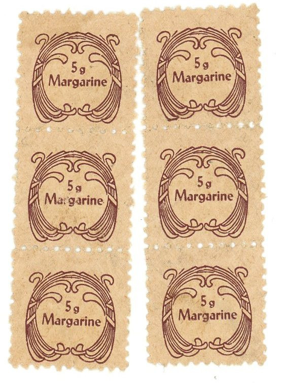 Germany - Third Reich 6 x Product Coupon 5 Gramms of Margarine 20 th Century Unc...