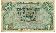 Germany - FRG 1/2 Deutsche Mark 1948

P# 1b, N# 209160 ; F