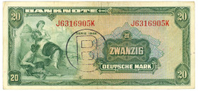 Germany - FRG 20 Mark 1948

P# 6b, N# 215324; # J 6316905 K; VF
