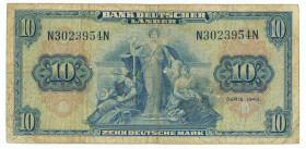 Germany - FRG 10 Deutsche Mark 1949

P# 16b, N# 208644; # N 6530767 U; VF