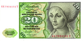 Germany - FRG 20 Deutsche Mark 1970

P# 32a, N# 208988; # GG 7854151 Y; UNC
