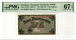 Germany - Third Reich 2 Reichsmark 1940 - 1945 (ND) PMG 67 EPQ Superb Gem Unc

P# R137a, N# 208957; # 6630637