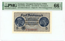 Germany - Third Reich 5 Reichsmark 1940 - 1945 (ND) PMG 66 EPQ Gem Uncirculated

P# R138a, N# 203665; # E 3759141