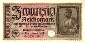 Germany - Third Reich 20 Reichsmark 1940 - 1945 (ND)

P# R139, N# 206500; # 0206801; UNC