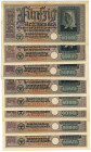 Germany - Third Reich 8 x 50 Reichsmark 1939 - 1945 (ND)

P# R140, N# 206485 ; # B 8728857; VF-XF