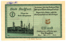 Germany - Weimar Republic Stassfrut 5 Mark 1918

N# 226974; # 033496; Geiger 507.01b; UNC