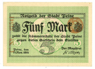 Germany - Weimar Republic Piene 5 Mark 1918

Geiger 410.07b; # C 27541; UNC