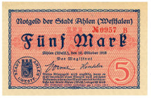 Germany - Weimar Republic Altenburg 5 Mark 1918

Geiger# 011.05a; # 0957; Now Altenburg in Germany; XF-
