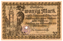 Germany - Weimar Republic Bunzlau 20 Mark 1918

Geiger# 072.02b; Now Bolesławiec in Poland; VF
