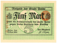Germany - Weimar Republic Peine 5 Mark 1918

Geiger# 397.02; Now Peine in Germany; UNC-