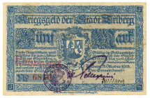 Germany - Weimar Republic Triberg 5 Mark 1918

Geiger# 522.01; # 6810; Now Triberg in Germany; XF