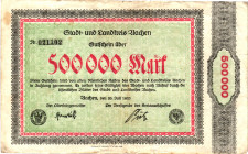 Germany - Weimar Republic Aachen 500000 Mark 1923

N# 206697; # 021102; Now Aachen in Germany; XF