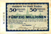 Germany - Weimar Republic Dorsten 50 Million Mark 1923

# 10300; Now Dorsten in Germany; VF