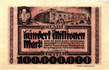 Germany - Weimar Republic Crefeld 100 Million Mark 1923

# U 08701; Now Krefeld in Germany; XF