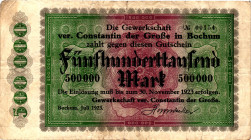 Germany - Weimar Republic Bochum 500000 Mark 1923

N# 284428; # 00154; Now Bochum in Germany; F