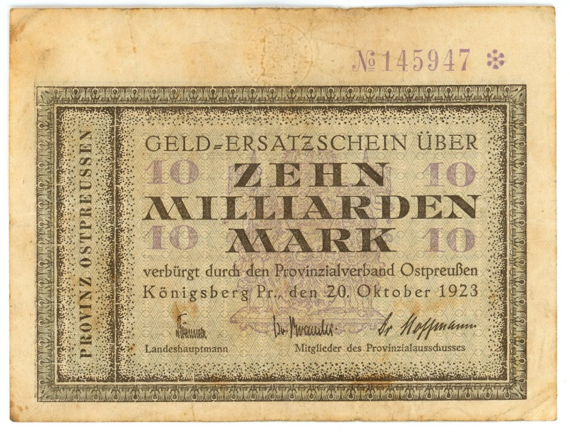 Germany - Weimar Republic Ostpreussen Konigsberg 10 Billion Mark 1923

Ke.4220...