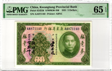 China Kwangtung Provincial Bank 5 Dollars 1931 (20) PMG 65 EPQ Gem Unc

P# S2422d, N# 216104; # AA 871140