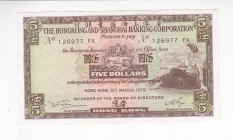 Hong Kong 5 Dollars 1975

P# 181f, N# 211249; # 126977 FX; XF+