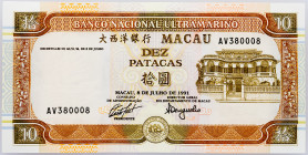Macao Banco Nacional Ultramarino 10 Patacas 1991

P# 65a, N# 212814; # AV380008; UNC