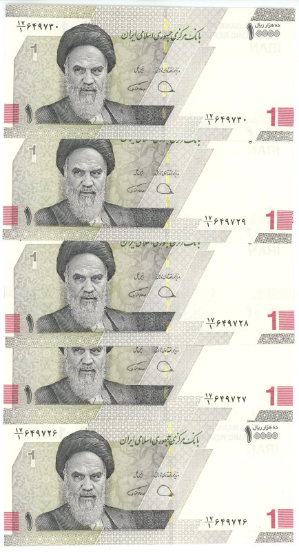 Iran 5 x 10000 Rials 2022 (ND) Consecutives Numbers

P# 160, N# 274123; # 17/1...