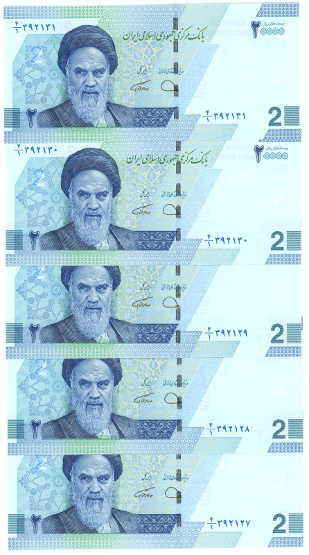 Iran 5 x 20000 Rials 2022 (ND) Consecutives Numbers

P# 161, N# 274124; # 4/1 ...